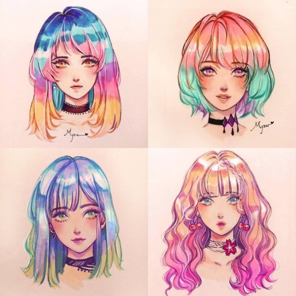 Нарисовать волосы фломастерами