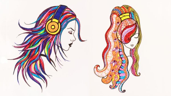 Рисование волос маркерами