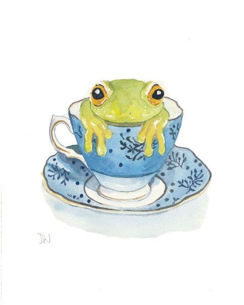 Лягушки акварелью милые