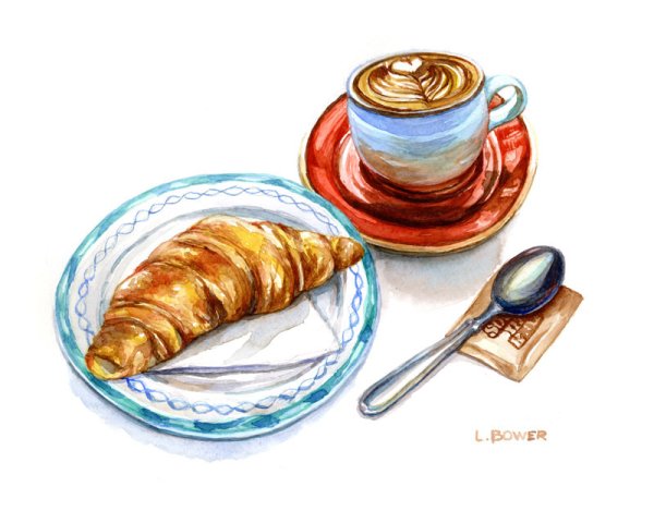 Круассан акварелью