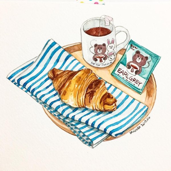 Скетчинг круассан