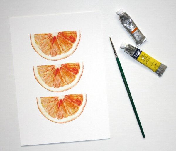 Апельсин акварелью