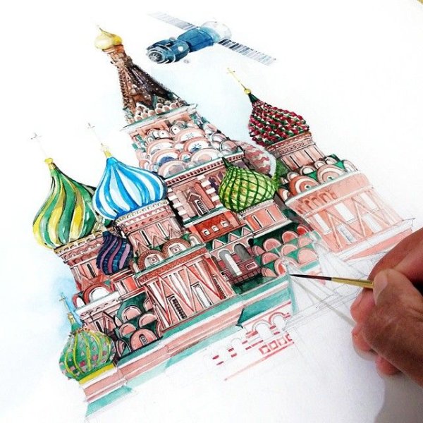 Храм Василия Блаженного скетчинг