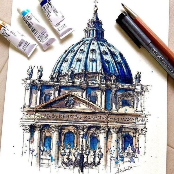 Скетчи маркерами архитектура Питера