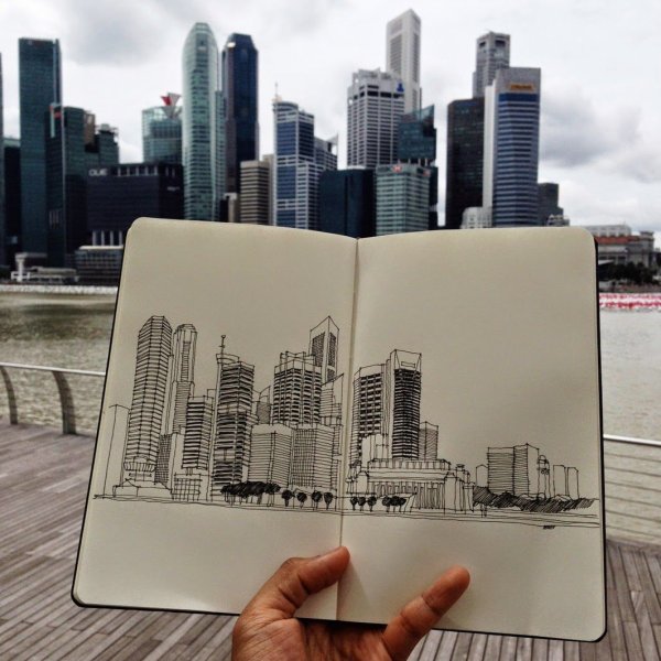 Скетчбук город