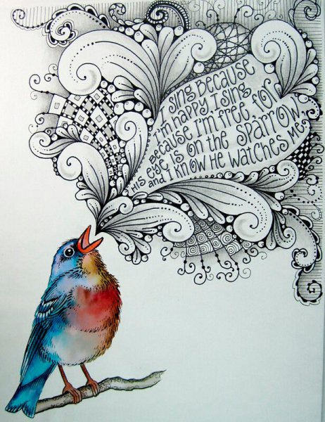 Птица маркерами