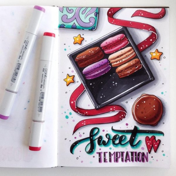 Макаруны маркерами для скетчинга