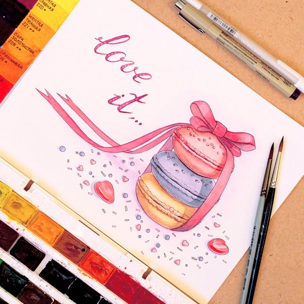 Макаруны скетч маркерами