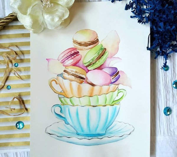 Скетч маркерами макарунс