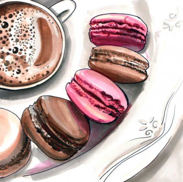 Макаруны скетч маркерами