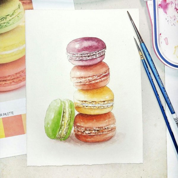 Макарони акварель