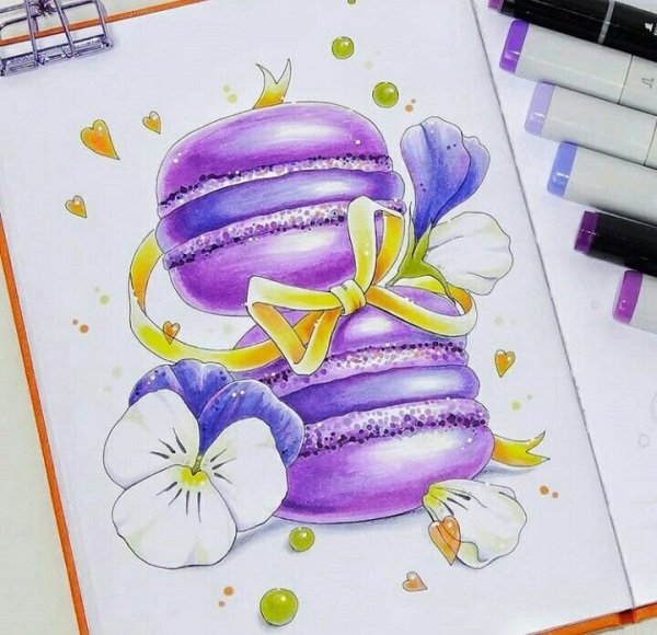 Макаруны скетч маркерами