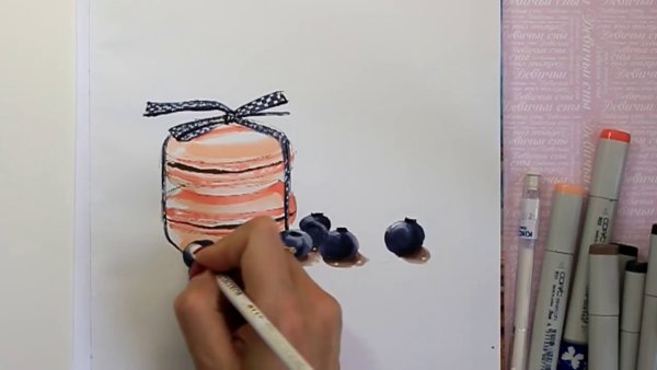 Макарунс рисование маркерами скетч
