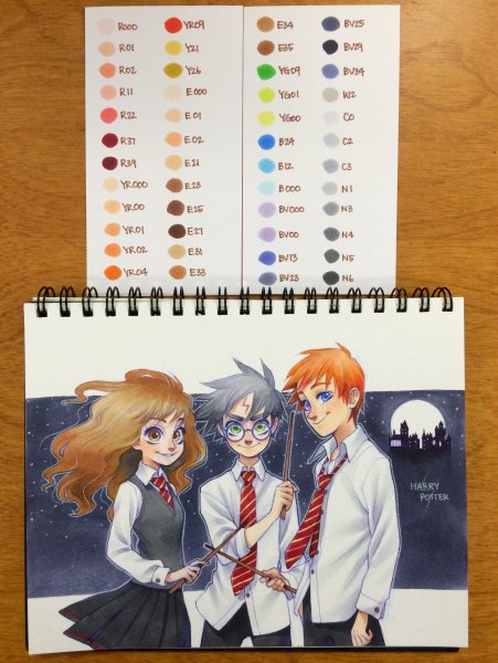 Гарри Поттер скетч маркерами