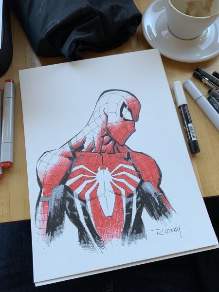 Человек паук рисунок фломастерами