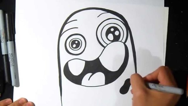 Рисунки чёрным фломастером