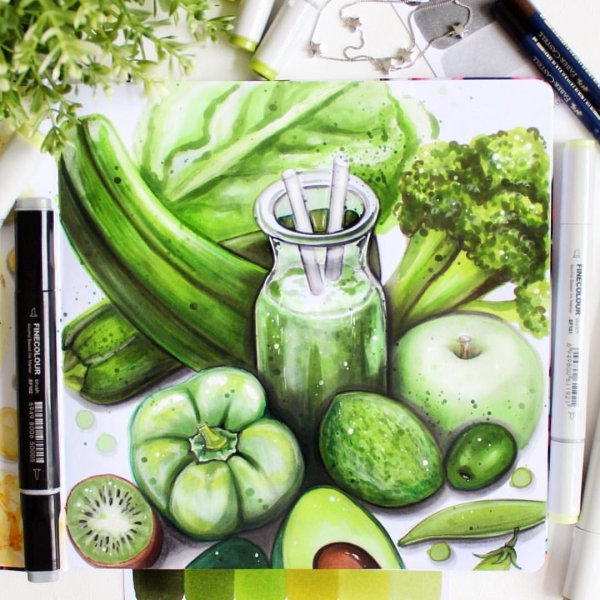 Овощи скетч маркерами