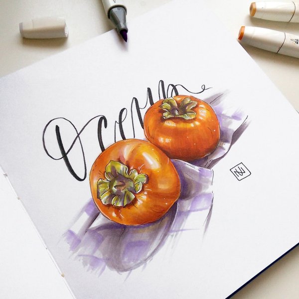 Фрукты скетч маркерами