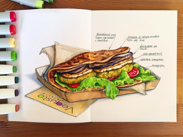 Рисунки в скетчбуке еда