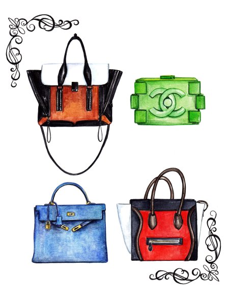 Эскизы дизайнерских сумок