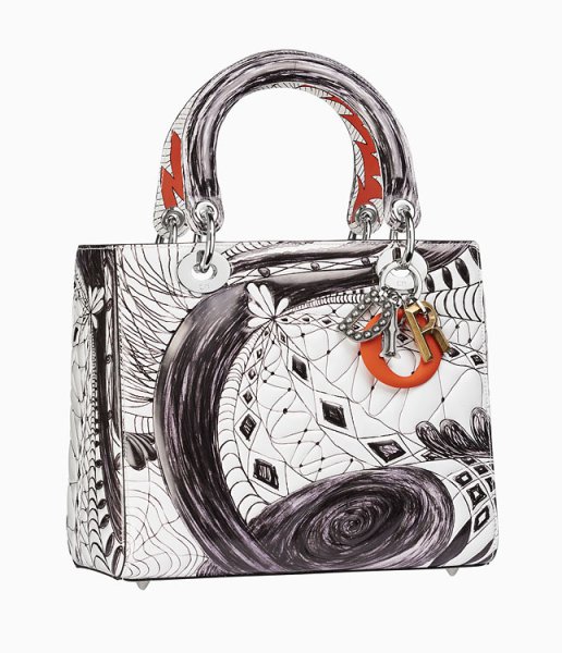 Диор белая сумка с орнаментом