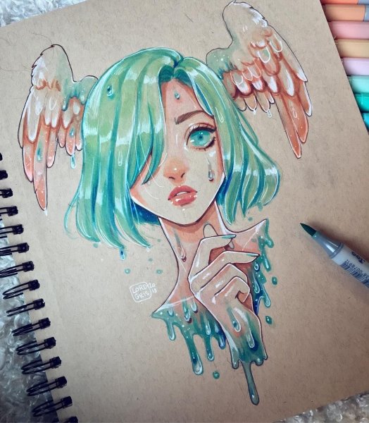 Рисунки ангелов маркерами