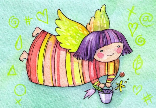 Ангел рисунок цветной