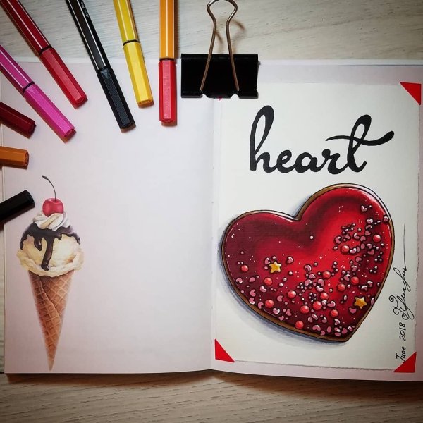 Рисунки маркерами сердечки