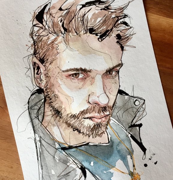 Скетч портрет линером