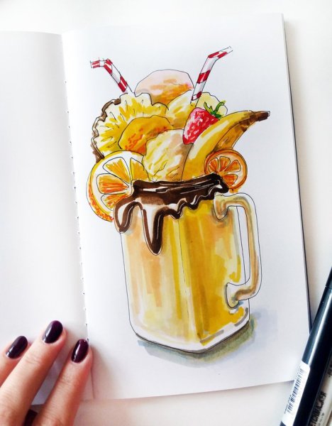 Скетчинг маркерами еда