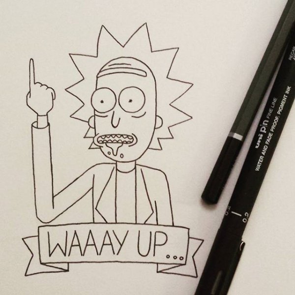 Рик и Морти рисунок маркерами
