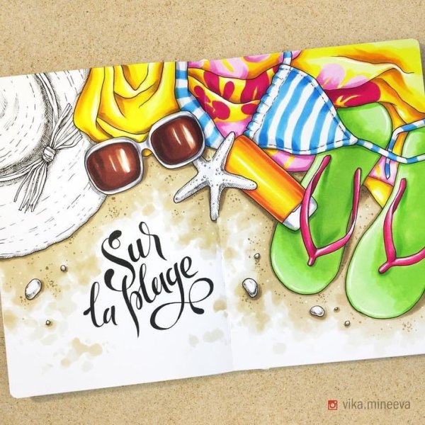 Летние иллюстрации маркерами