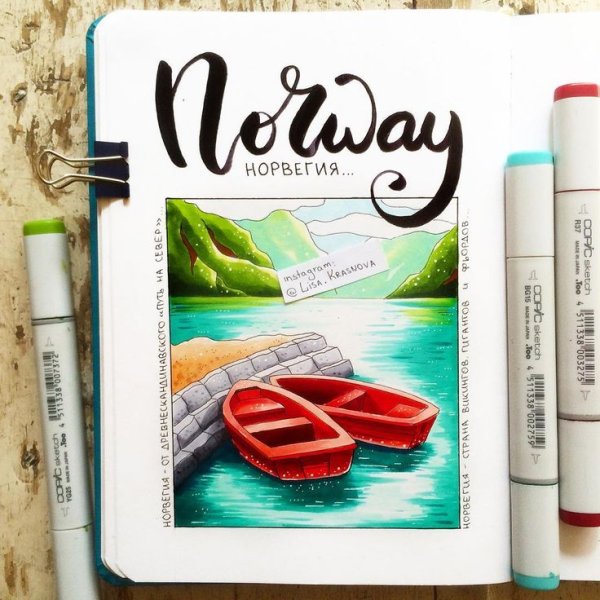 Летние скетчи маркерами