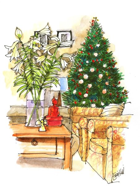 Новогодняя елка скетч маркерами