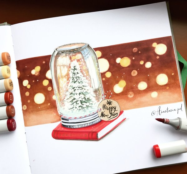 Рождество маркерами