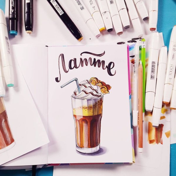 Кофе скетч маркерами