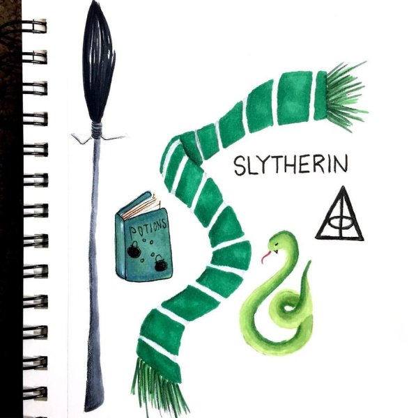 Гарри Поттер легкие рисунки Слизерин