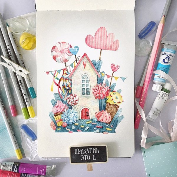 Иллюстрации акварельными маркерами