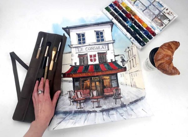 Домики маркерами для скетчинга для детей