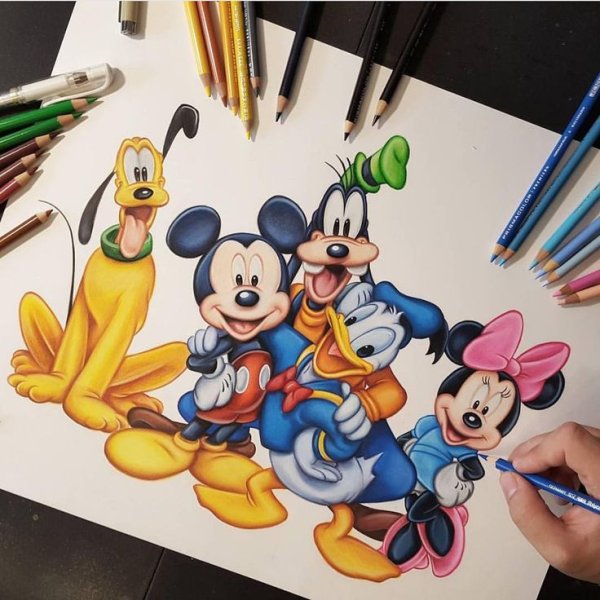 Персонажи из мультиков фломастерами