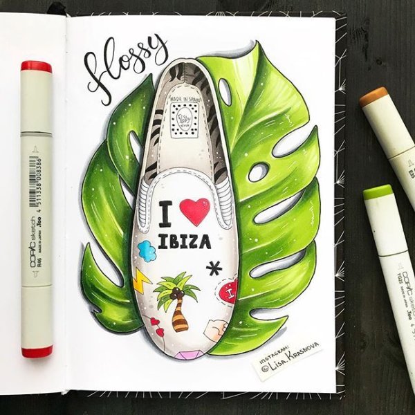 Летние иллюстрации маркерами