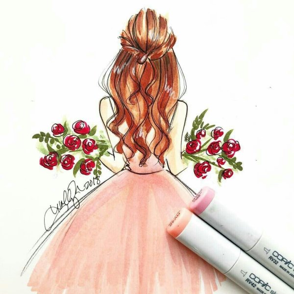 Девушка маркерами