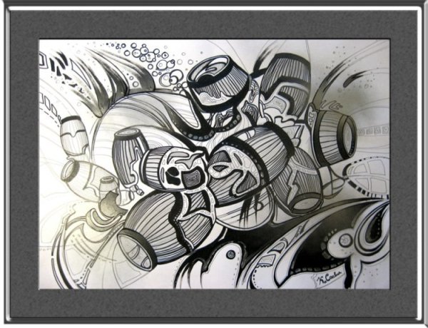 Абстрактная композиция фломастерами