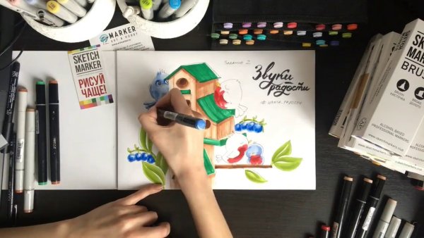 Рисунки спиртовыми маркерами