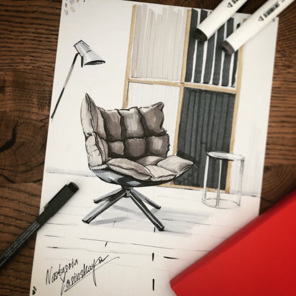 Интерьерный скетчинг мебель