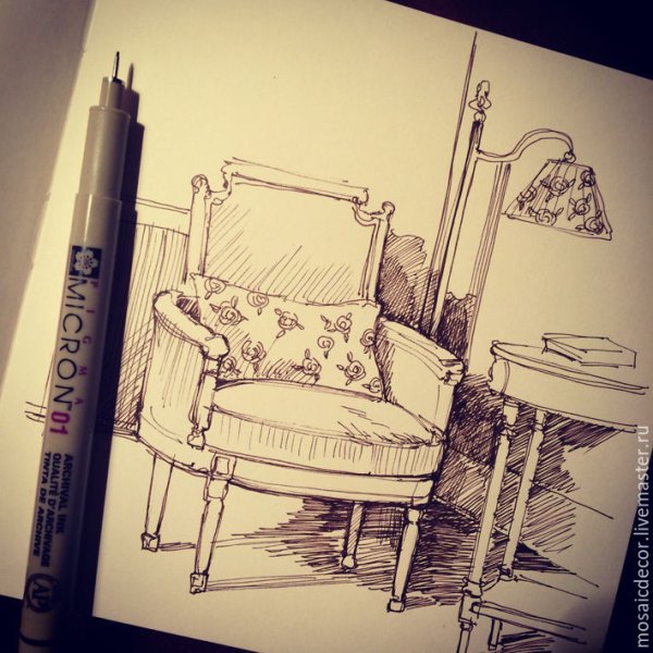 Скетчи предметов интерьера