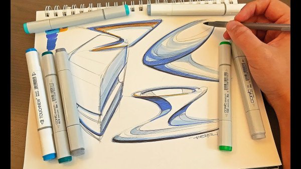 Вишня маркерами для скетчинга