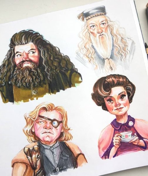 Скетчи Гарри Поттер акварель