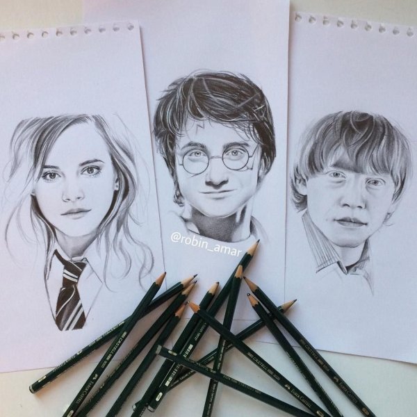 Рисунки в скетчбук Гарри Поттер