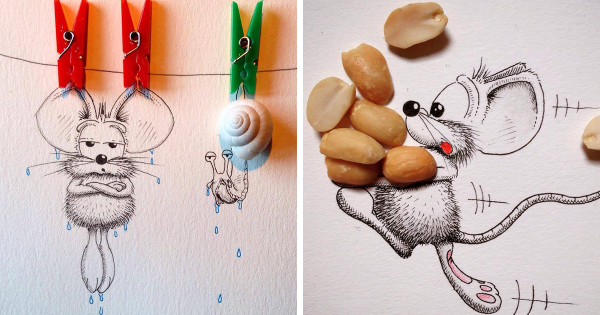 Мышка рисунок фломастерами